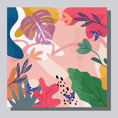  Illustration vector EPS 10 print. Hand draw painted abstract organic shapes. contemporary aesthetic boho mid century modern art in Scandinavian nordic design style 