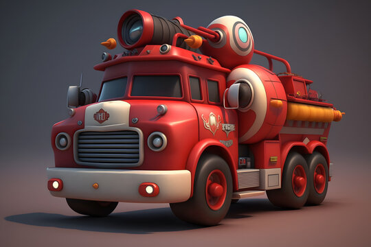 Cartoon Fire Truck 3d render