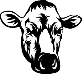 Cow head mascot. Cattle logo. Farm animal illustration.