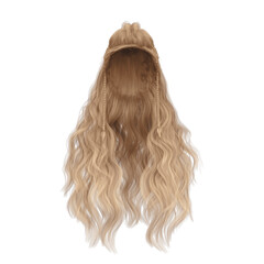 Fototapeta premium Long hair high fantasy isolated 3d render blonde