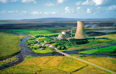 Bellacorick peat turf fired power station, County Mayo, Ireland. Peat turf fired electricity power...