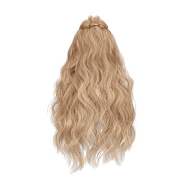 Long hair high fantasy isolated 3d render blonde