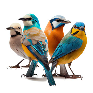 colorful birds on a transparent background. generative AI