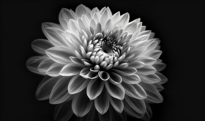  a black and white photo of a flower with a black background.  generative ai