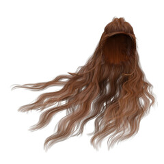 Long hair high fantasy isolated 3d render red copper hair
