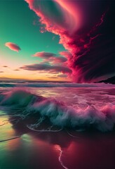Obraz na płótnie Canvas close up of a wave on a beach