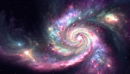 Spiral Stunning Galaxy. Colorful space background wallpaper. Generative AI.