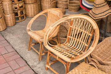 Wicker shop located on Chang Moi road Thailand,local art and craft at Chiangmai Thailand.