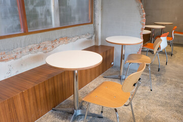 Empty Chairs and table in modern office,industrial style.