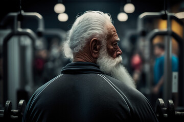 Elderly man at the gym. Generative AI