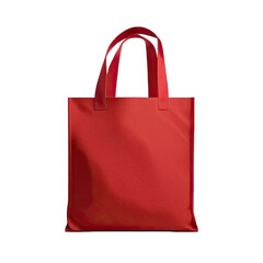 Shopping bags identity mock-up item template transparent background. Mockup red tote bag fabric for shopping, mock up canvas bag isolated.
