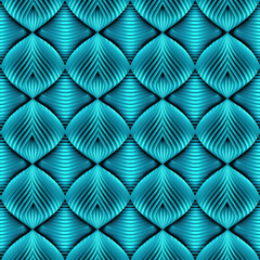 Seamless neon blue optical illusion woven pattern vector
