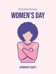 International Women's Day. Hugs, justice, equality. Vector illustration. Embrace Equity