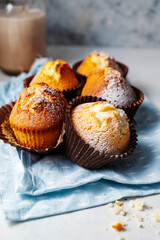 Muffins, home baked sweet baked muffins close up.