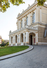 Fototapeta na wymiar Side facade of the Odessa Opera House