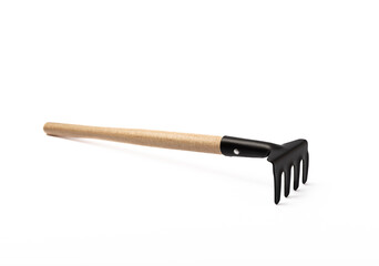 Garden tools isolated on white background. Garden rakes.