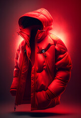 red warm down winter jacket