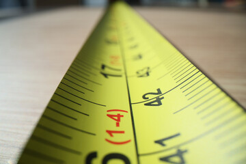 Macro yellow steel tape measure