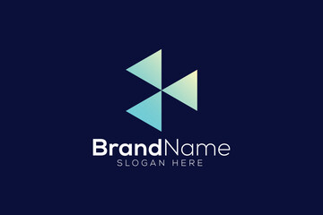 Creative and minimalist letter K play icon logo design template