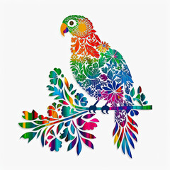 Modern design with flowers and bird silhouette for t-shirt printing design and various uses, on white background, generative ai