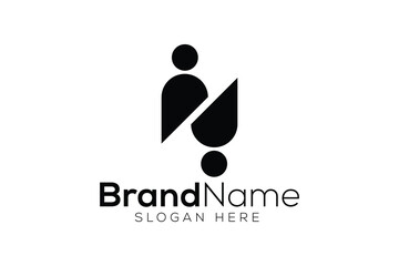 Creative and minimalist letter n man icon logo design template