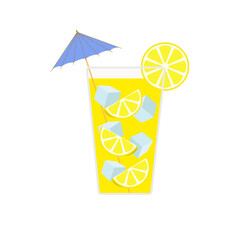Cold lemon cocktail with umbrella