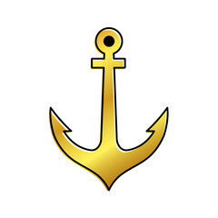 anchor icon, gold anchor vector logo template