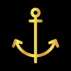 anchor icon, gold anchor vector logo template
