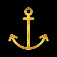 anchor icon, gold anchor vector logo template