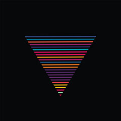 Vintage triangular sunset in the style of the 80s. Vector background. A design element.