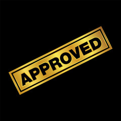 approved badge vector logo template, gold approved