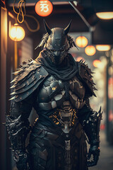Fototapeta premium CyberSamurai, generative ai