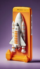  a toy model of a space shuttle on a purple background with a purple background and a purple background with a purple background and a purple background with orange border.  generative ai