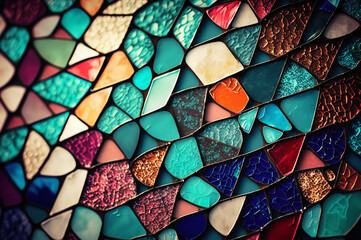 Colorful mosaic wall texture close up