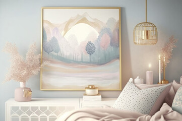 Abstract artwork in soft pastel colors for bedroom decor