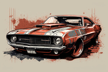 American muscle car abstract illustration 