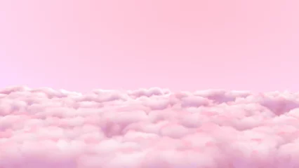 Türaufkleber pink clouds in the sky stage fluffy cotton candy dream fantasy soft background © Alicein3dland
