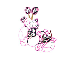 Color sketch of an orchid flower with transparent background