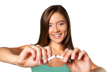 Portrait of a Young Woman Breaking Cigarette