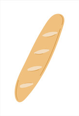 White Bread Loaf. Vector illustration isolated on white.