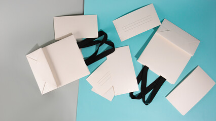 White paper bag mockups, flat style