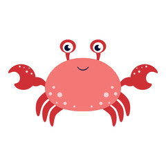 flat vector illustration of cartoon crab isolated on white