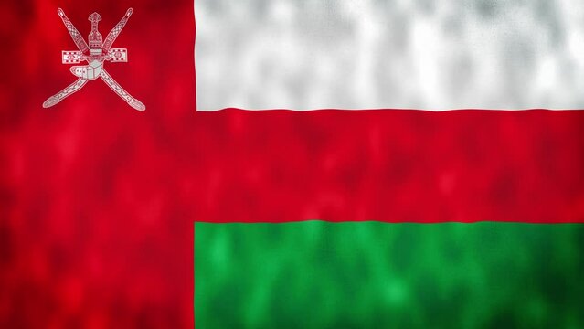 Oman National Flag - 4K seamless loop animation of the omanian flag. Highly detailed realistic 2D rendering. Muscat, Oman