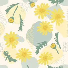 Gordijnen Floral seamless pattern hand-drawn. Flower graphic design. © svetenergy