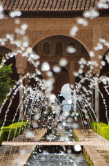 Fountains in Patio de la acequia, Generalife Gardens, Alhambra, Granada