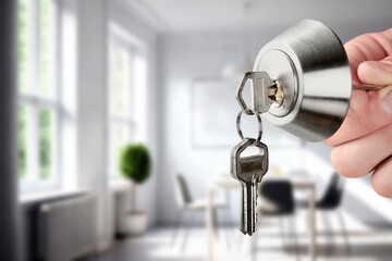 House selling concept. Key on interior