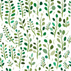 seamless floral pattern with green leaves , vector  background