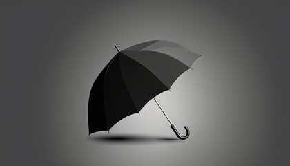  a black and white umbrella on a gray background with a shadow on the ground and a shadow on the ground below it, and a shadow on the ground.  generative ai