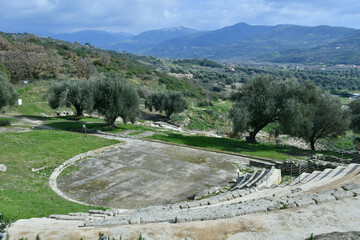 The ancient amphitheater of Velia, an ancient Greco-Roman city in the Salerno province, Campania...