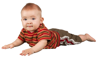 Happy Cheerful Baby playing lying Down